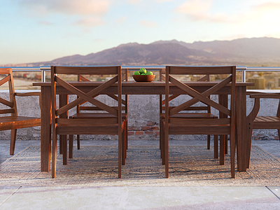 Teak Outdoor Dining Set 3ds archviz furniture max modeling render rendering vray