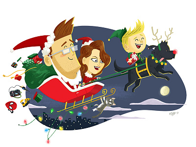 A Very Cobbly Christmas bag card christmas deer dog family holidays illustration santa sleigh xmas