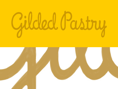 Gilded Pastry Logotype Sketch brush cake concept fat kids food frosting gilded gold gorange icing logotype orange pastry sketches sugar we like food yellow