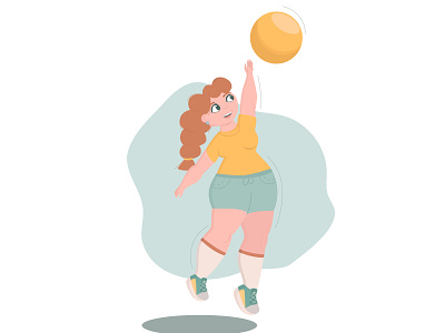 Sportif girl active art artist ball balloon character design characters design happy illustration smile sport vector