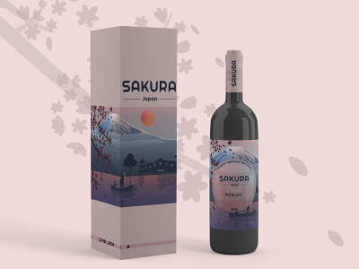 Sakura wine mockup art artist brand concept brand design branding concept concept art design illustration japan logo mockup modern vector wine wine bottle wine branding