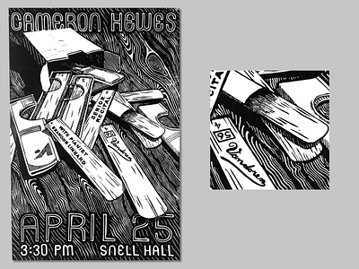 Clarinet Reeds Recital Poster illustration linocut printmaking