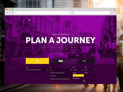 Transport for London website concept journey london plan plan a journey purple tfl transport for london webdesign