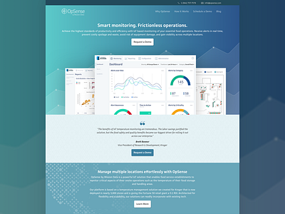 OpSense Homepage product website responsive design ui design
