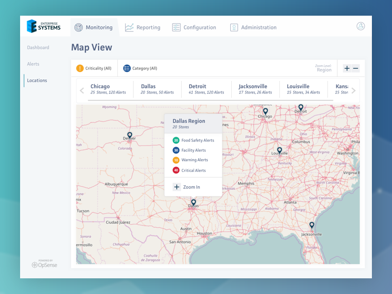 Opsense Product Map Navigation Exploration map map navigation enterprise software