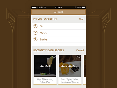 Previous Searches - [mystery] iOS app initial search ios design mobile design search search results search screen ui design