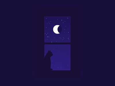 Nightcat cat dark illustrator night vector window