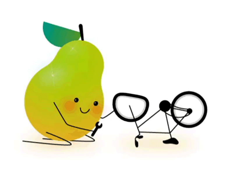 Pear 404 animation bicycle illustrator pear vector