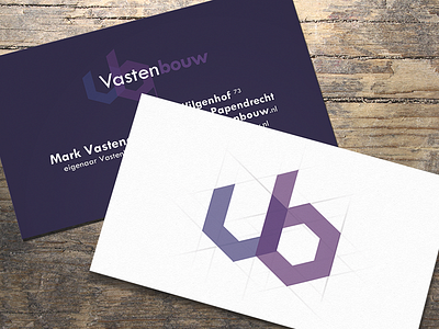 Branding Vastenbouw branding businesscard clean flat geometric identity logo print purple simple