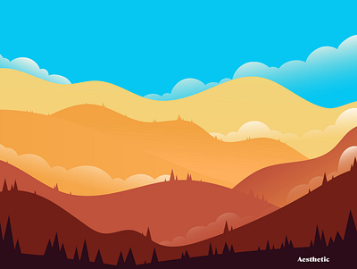 Colorful Moutain color palette illustration