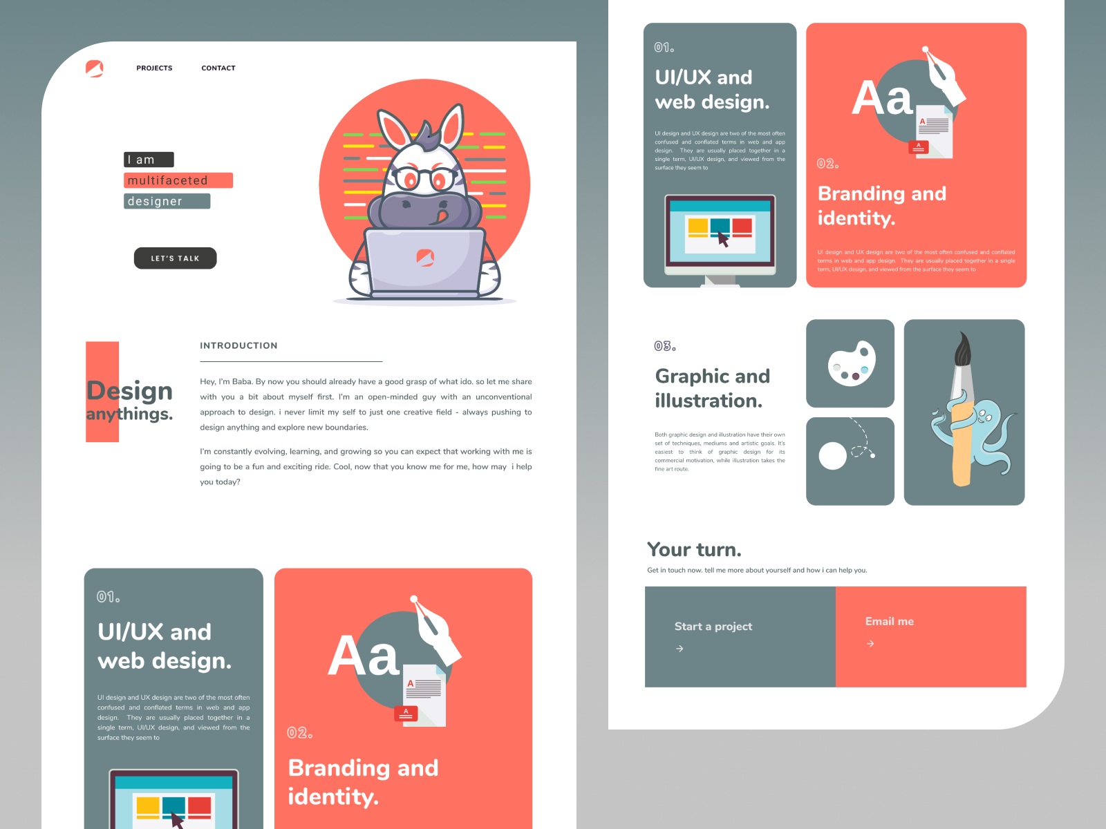 Homepage personal website by Baraas Ahmad on Dribbble