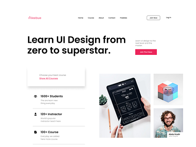 #Exploration - Hero Section UI Online Course landingpage uidesign website