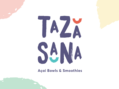 Taza Sana Logo acai bowl branding brush food logo smoothies