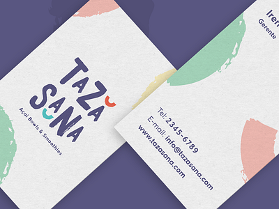 Taza Sana Cards acai bowl branding brush business cards food health logo smoothies stationery
