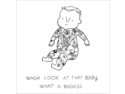 badass baby baby illustration tattoo