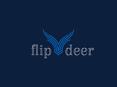 flipdeer logo deer logo line art logo minimal deer logo tech logo