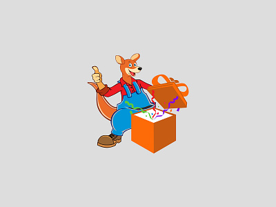 Surprising Gift Logo Design box logo cartoonish logo gift logo kangaroo logo mascot logo surprising gift logo