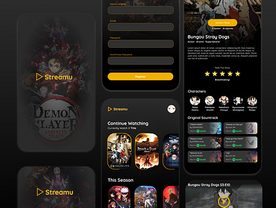 Anime Streaming App anime flat flatdesign idea mobile app design mobile ui streaming app ui ux