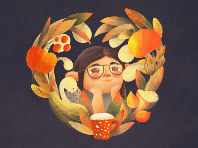 Love Autumn autumn character illustration kids leaves procreate