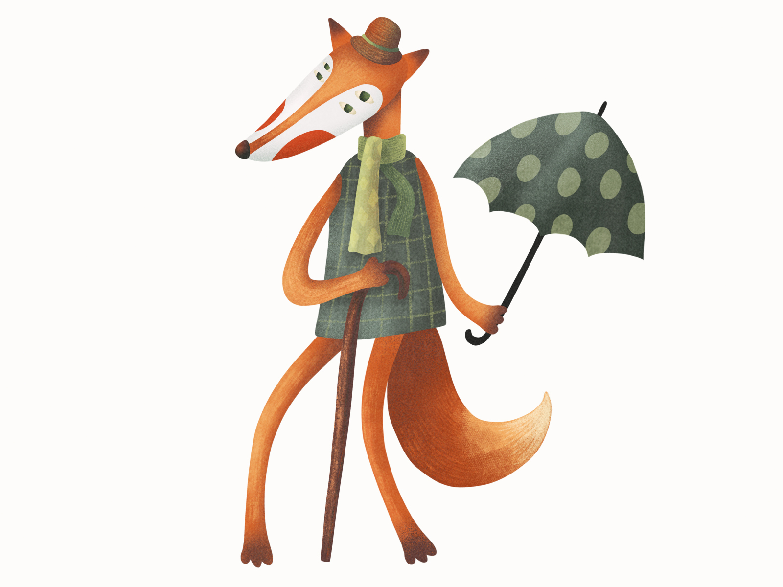 Fox Gentleman character fox gentleman illustration kids mix media old procreate retro vintage