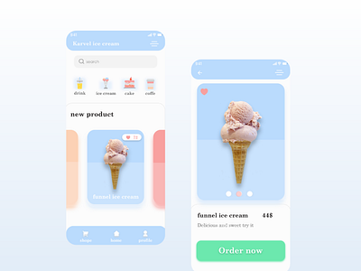 ice cream app design minimal ui ux web website