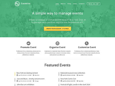 Event organizer design design event home page organizer web web design