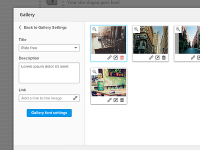 Gallery Settings clean design gallery layout settings sitebuilder ui