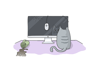 404 Page Illustration 404 cat coffee desk illustration monitor page