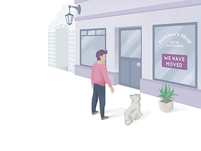 We have moved 404 dog illustration person shop
