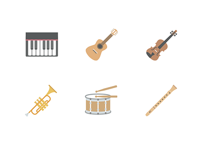 Music Instrument Icons (Free Download) ai drum flute free guitar icon set icons piano png psd trumpet violin