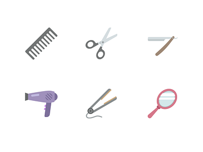 Salon Icons (Free Download) ai comb free hair dryer hair iron icon set icons mirror png psd razor scissor
