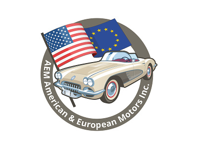 AEM Logo car classic corvette flag logo retro