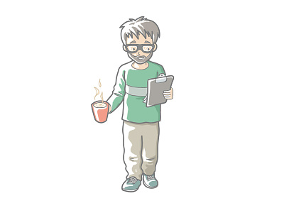 Person with clipboard clipboard cup drink glasses illustration person
