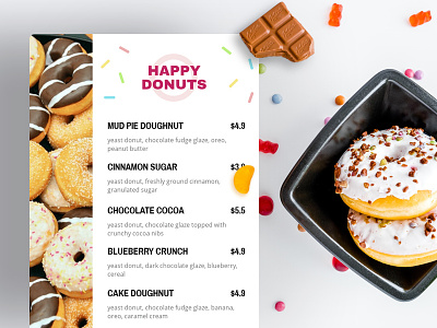 Donuts Menu Design bannersnack candy design donuts doughnuts food menu menu design sweets