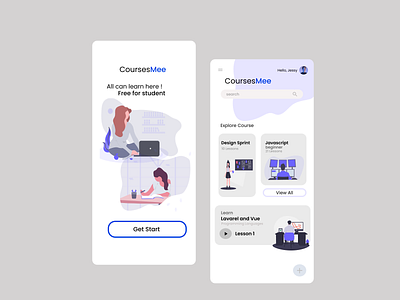 Coursesmee- Online Course UI Apps app courses illustration mobile app ui ux