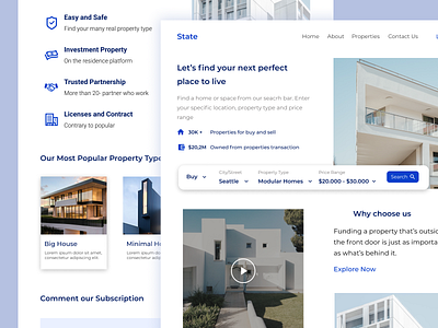 Residence state website design building concept design landing page ui ui design web design website
