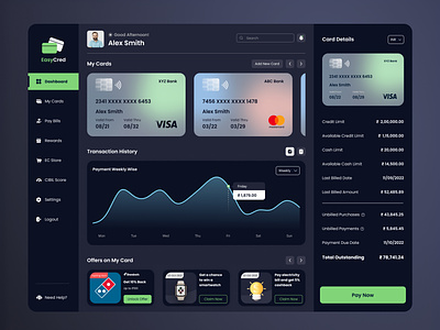 EasyCred - App for all your credit cards. app app design app ui best ui design creative app design creative dashboard creative design creative ipad app design credit card app ui credit card bill payment ui dashboard ui design ipad app design trending app design ui