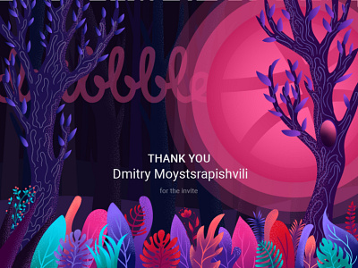 Dribbble invite design dribbble invite dribble shot forest graphic grass illustration plants vector web