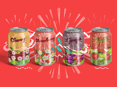 Sparkling water apple cherry dribble drink grape graphicdesign packaging soda water