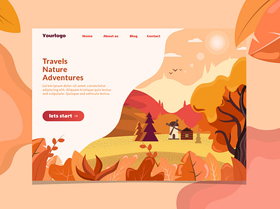 First page of the travel site concept design fall flat flatdesign forest illustration interface landing landing page page tours travel ui uidesign ux vector web webpage website