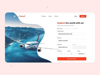 Flight booking website banner banner design flat minimal typography ui website