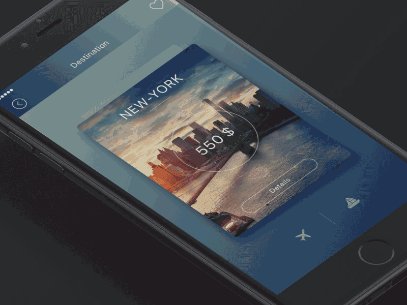 Travel app card view animated