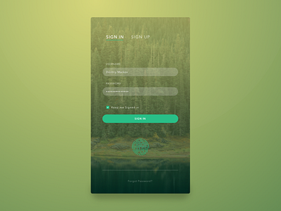 Login app fingerprint forest green login mobile photo signin ui