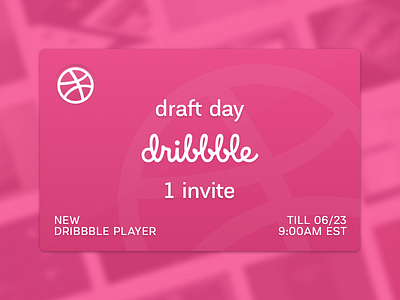 Dribbble Draft Day ball card draft dribbble invite pink