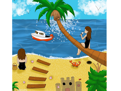 Let's go to the beach digital illustration ipad procreate