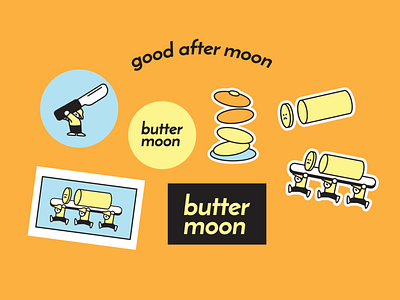 butter moon stickers art branding design editorial graphic illustration illustrations logo sticker stickers