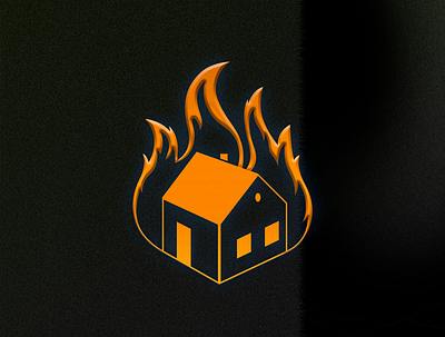 dom burning color design fire home house houses icon joyful orange outside