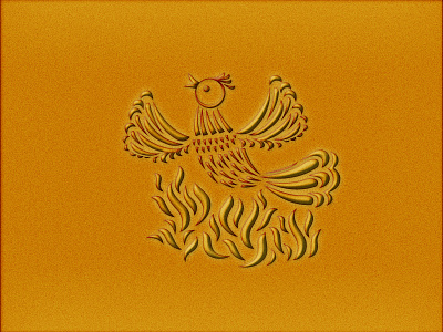 Bird in Fire bird ethno fire gold graphic design hot illustration noise photoshop relief vector