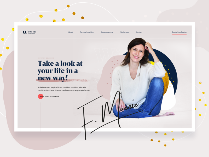 With You Coaching - Landing Page blobby blobs colorful feminine signature typogaphy uidesign uiux webdesign website