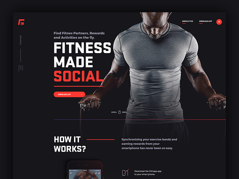 fitgapp.com landing page touchdesign jakobsze design mobile app application social fitness landing page landing website